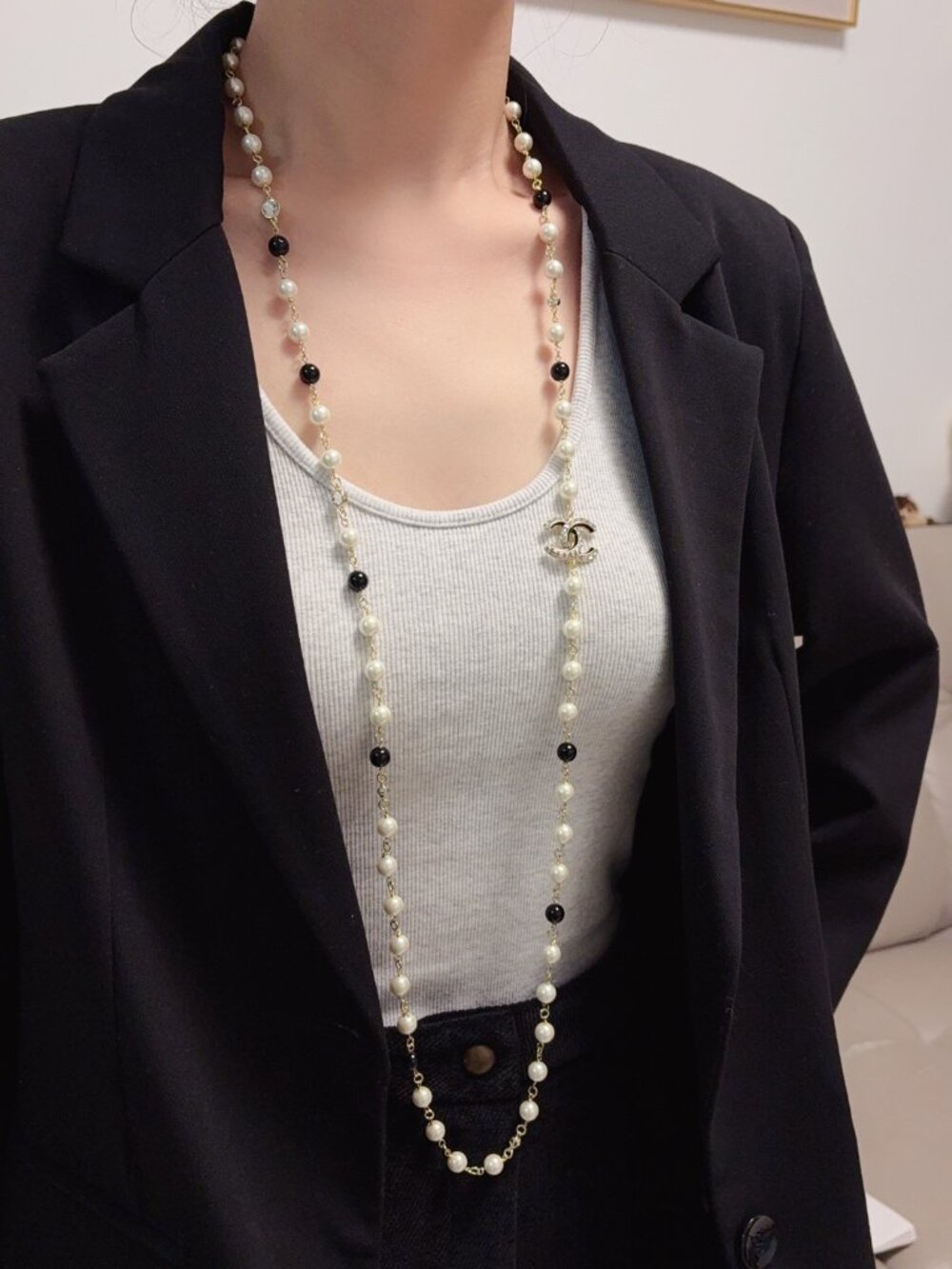 Chanel Double C Rhinestone and Pearl Necklace - Picture 8 of 9
